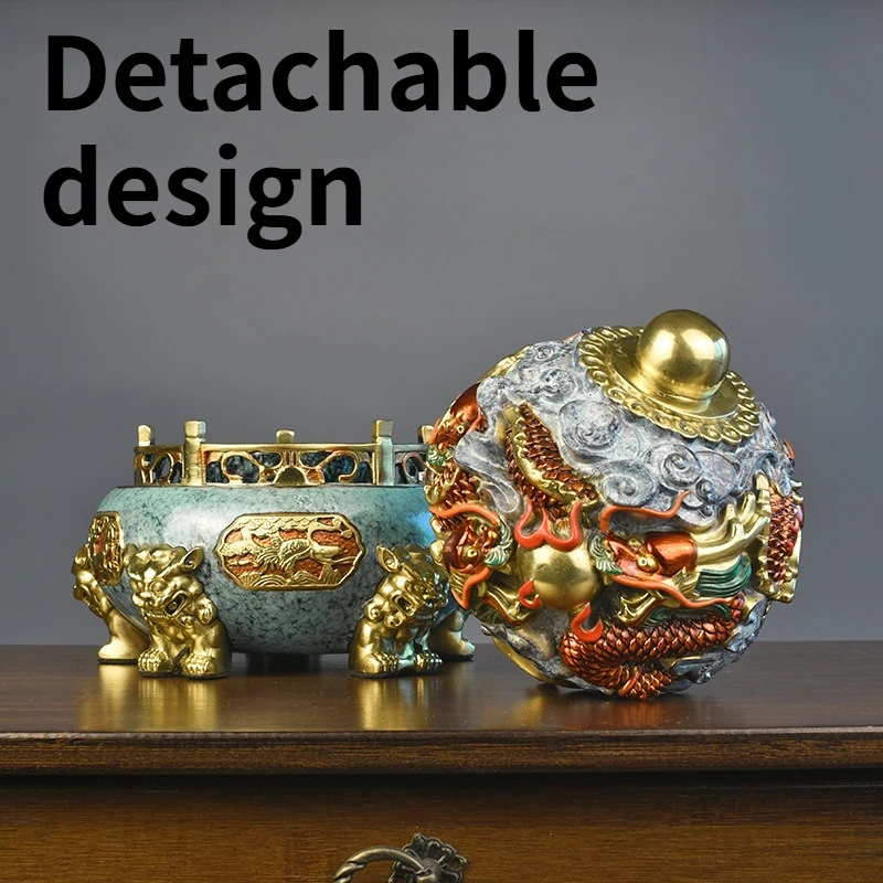 Copper Nine Turn Qiankun Furnace Dragon Pattern Cauldron Ornament Treasure Pot New Chinese Office Decoration Craft High End Gift