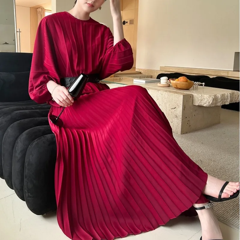 

Miyake 2026 Fall Spring New Women's Tops Pleated Loose Large Size Versatile Casual Shirt Half Skirt Commuter Suit Wrinkle-Free