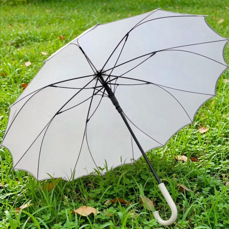 Lotus Bone Automatic Long Handle Umbrella UV Block 360 High Reflection Strong Sun Rain Shield Outdoor Travel Daily Use 장우산