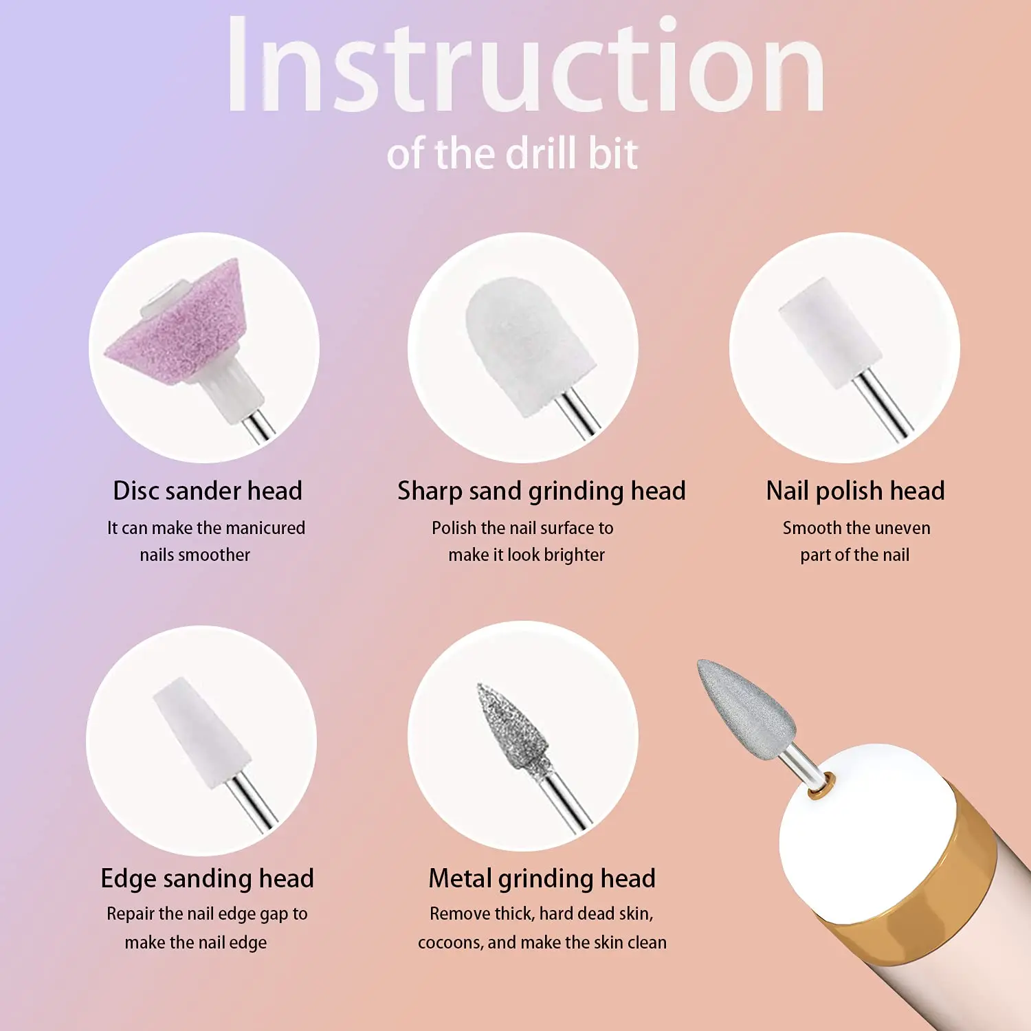 5 in 1 Electric Nail Polish Drill Machine With Light Portable Mini Electric Manicure Art Pen Tools For Gel Remover  pulidora