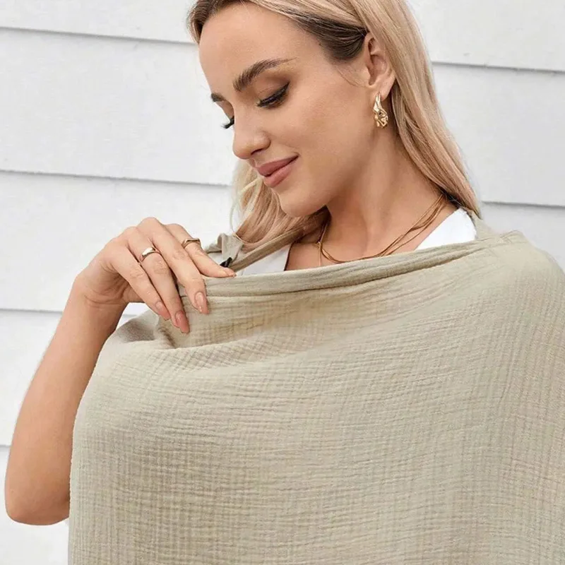 Anti-Peek All - Capa de enfermagem impressa em gaze de algodão Poncho de enfermagem ao ar livre Capa de modéstia para amamentação