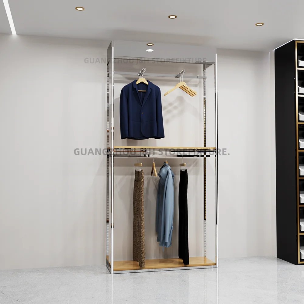 Personalizzato.Personalizzato.Personalizzatore indipendente Moderno stile semplice Argento Cappotto in acciaio inossidabile Abbigliamento Albero Boutique Vendita al dettaglio Clo