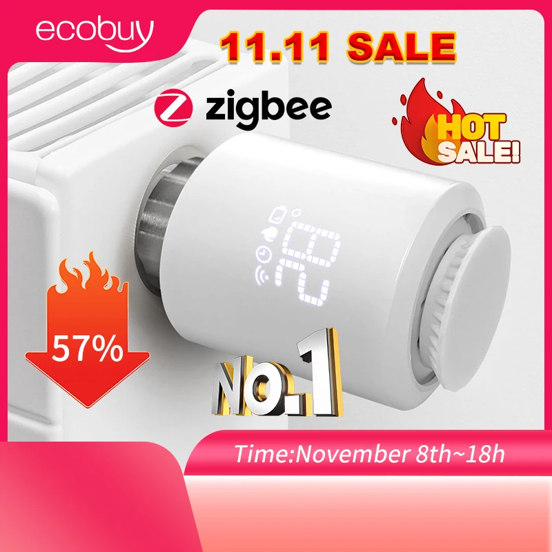 Tuya Smart Zigbee 3.0 Thermostatic Radiator Valve TRV Radiator Valve Zigbee Thermostat Temperature Controller Alexa Google Home