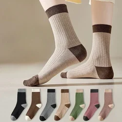 3/5/7 Pairs Women's Kawaii Stacked Socks Japanese College Style Mid Calf Solid Color Ins Trendy Autumn Winter Long Socks