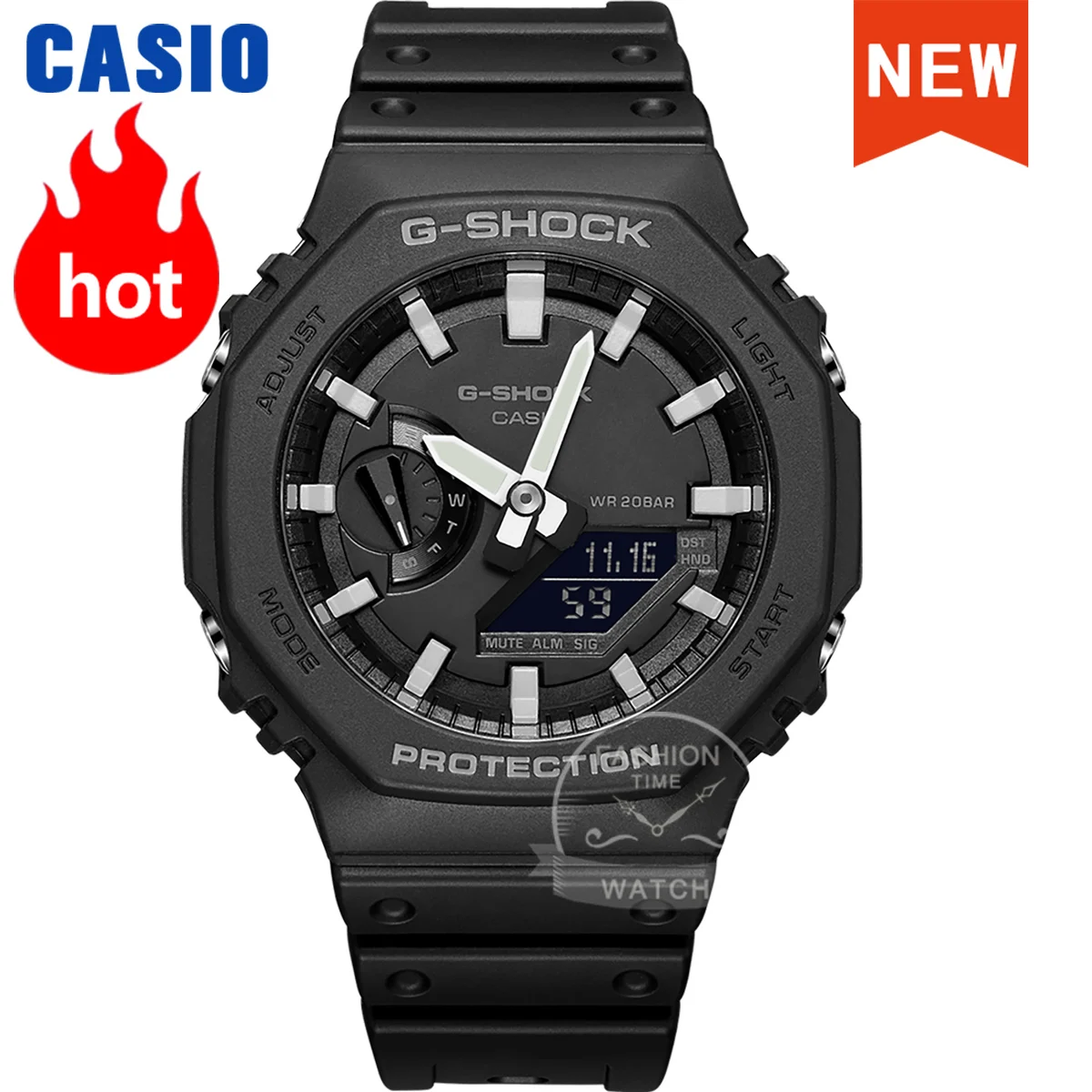 Casio-reloj deportivo de lujo para hombre, cronógrafo digital LED de cuarzo, resistente al agua, estilo militar, GA2100