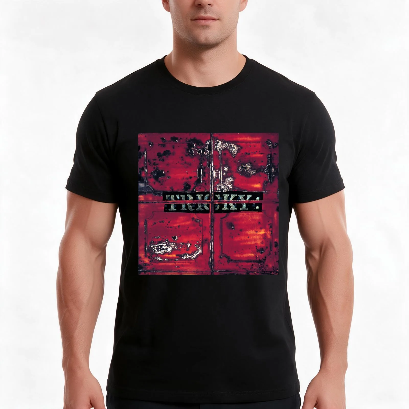 Tricky maxinquaye T-Shirt, Summer Casual Cotton Tee, Oversized Streetwear Tops, Vintage Graphic Print, Loose Fit Short Sleeve