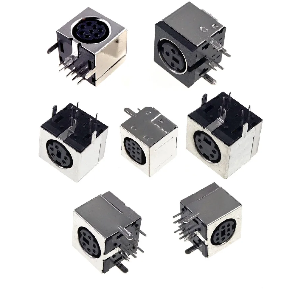 10pcs Circular Receptacle Connector Mini Din 3 4 5 6 7 8 9 10 Pin Female Din Sockets MD-SM Shield Right Angle Through Holes PCB