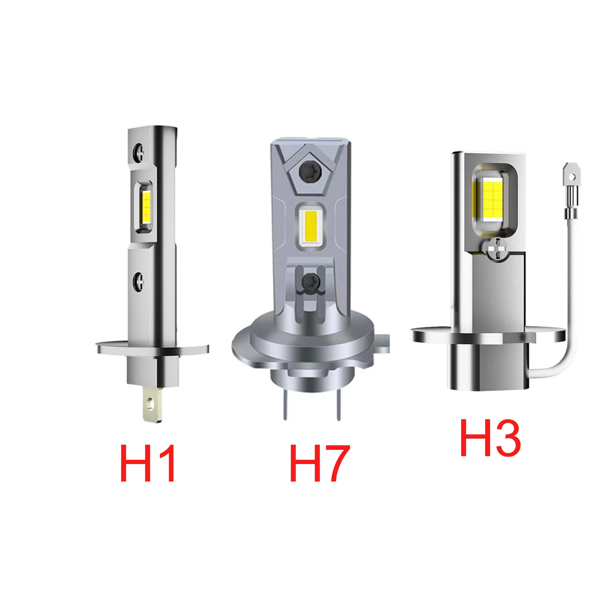 2Pcs H7 LED Headlight Bulbs Mini Size Fanless Wireless For Car Headlight CSP LED H7 Auto Diode Lamp 6500K 360° Beam Angle