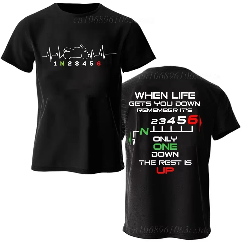 Summer Fashion Men's T Shirt Clothing 1n23456 Motorcycle Gear Biker Heartbeat Graphic T Shirt Casual Oversized Men Tee Tshirts