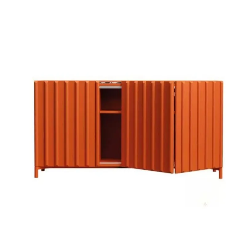 Creative vertical stripe storage side cabinet, light luxury advanced home entrance cabinet