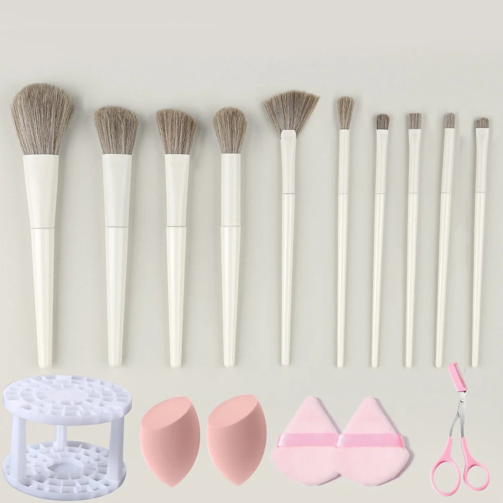 

Professional 10PCS Makeup Brush Set Face Eyeliner for Foundation Blush Concealer Eye Shadow Cosmetic Kit Beauty Tool Powder Puff