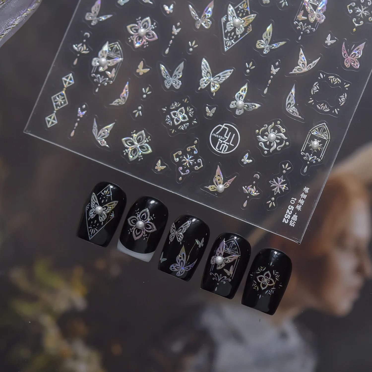 Crystal Diamond Nail Art Stickers Prachtige vlinder Rose Bloemen Nail Charms Stickers DIY 5D zelfklevende schuifregelaar voor nagels