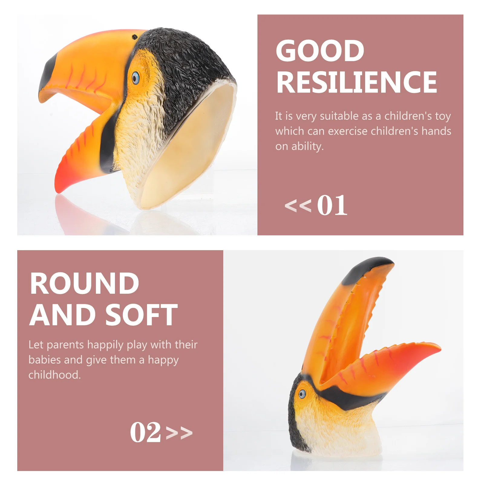 Tucano mão fantoche papel ferramenta educacional para crianças desenvolvimento cerebral família prazer fantoche de mão