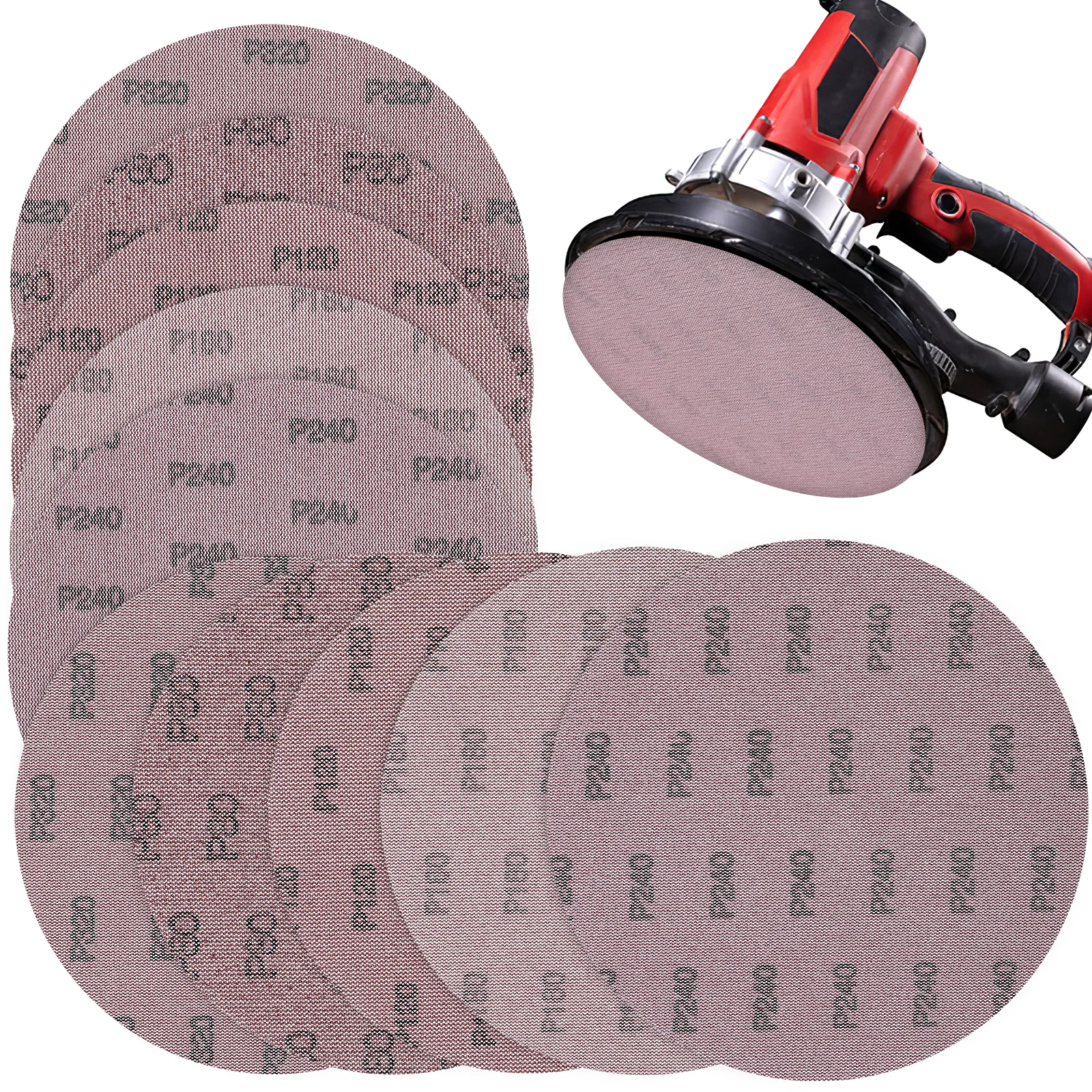 10pcs Drywall Sanding Discs 9 Inch Sandpaper Grit Aluminum Oxide Hook Loop Pad Polishing Sheets Wall Repair Set Coarse Fine