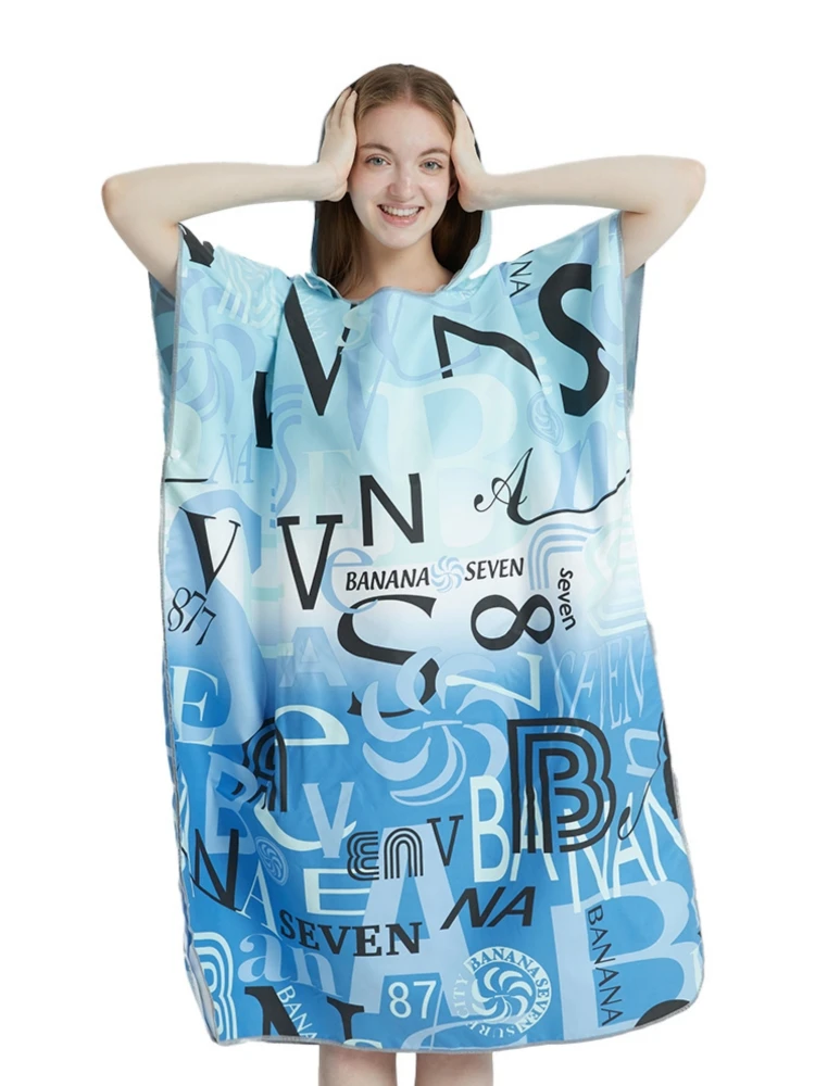 Surfponcho Handdoek Poncho Snel drogende handdoek Hoodie Microvezel Strandjas Omkleedponcho Zwemhanddoek Strandponcho voor volwassenen (A12)_voghion.com