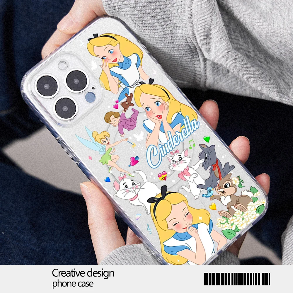 MINISO Disney Princess Phone Case for iPhone 12 11 13 14 15 16 Max Pro Plus Magsafe Magnetic Wireless Cover