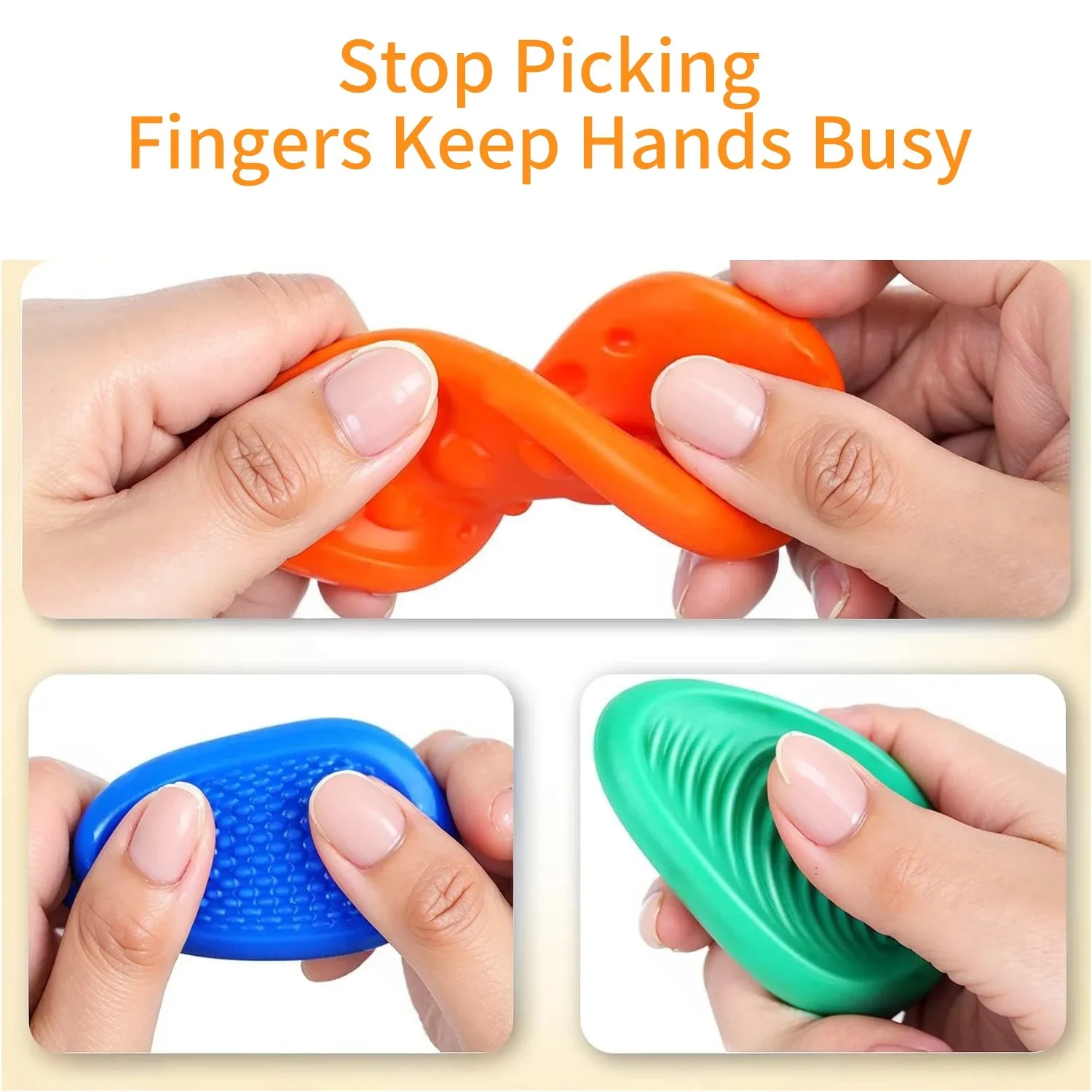 6 uds Fidget Toys piedra sensorial para niños piedra de preocupación suave texturizada para autismo Fidgets silenciosos artículos para el estrés regalo para aliviar la ansiedad