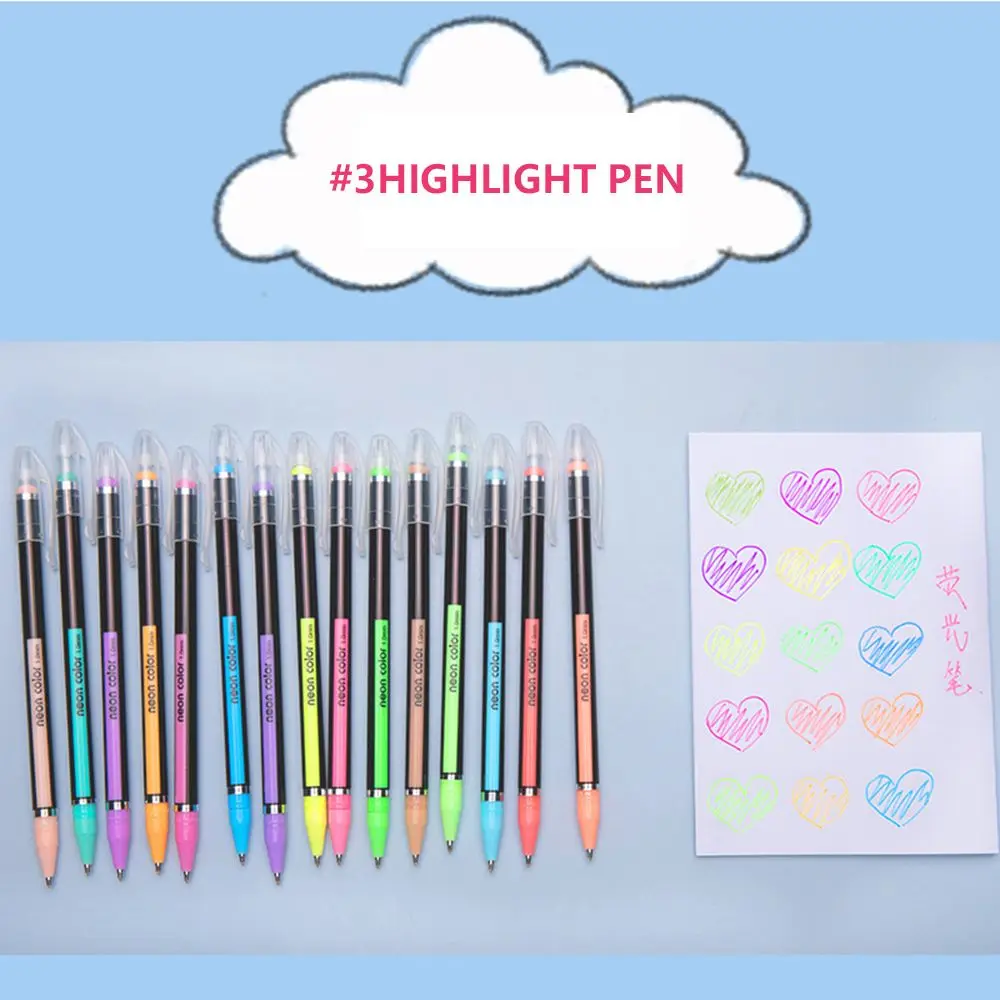 Pen Highlighter Scrapbook Album Journal Office DIY Drawing Color Pen Fine Tip Markers Glitter Gel Pens Set Colored Signing Pen