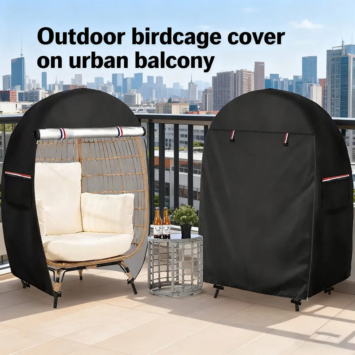 

Outdoor Egg Chair Cover Hanging Swing Chair with Zipper Closure, Garden Egg Shape Dome Canopy Patio Furniture Cover