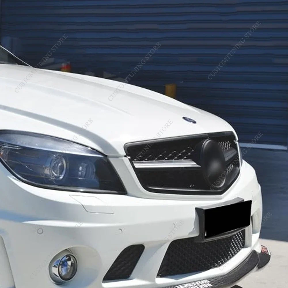 For Mercedes W204 Front Air Intake Grille C-Class C250 C230 C300 C350 2007-2014 Gloss Black Front Grille Bodykits Tuning