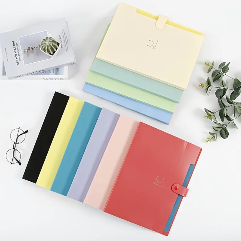 

Macaron color series organ folder, with 5 pockets, file bag, file organizer, suitable for home, school and office