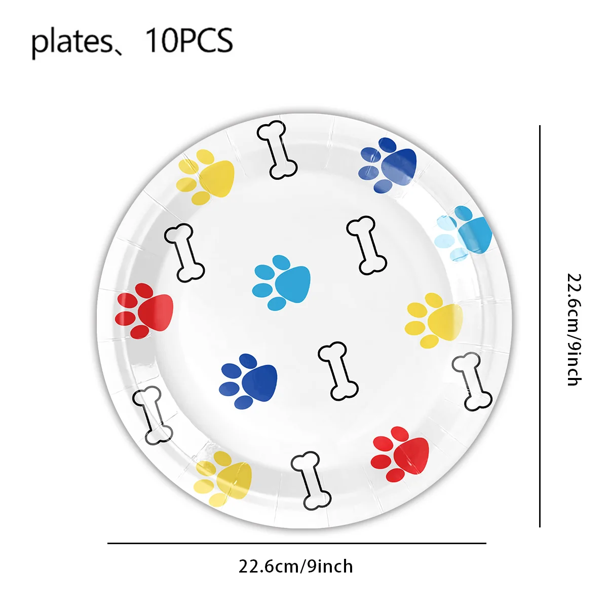 Suministros de fiesta con temática de patas de perro de colores, plato de papel, mantel, servilleta, ducha