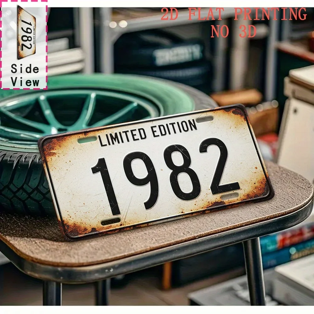 2D Flat Printing,, Wall Decor, 1pc, Retro 1982 Aluminum Sign (29.97cm x 14.99cm), for Man Cave, Bar, Garage, Cafe, Living Room,