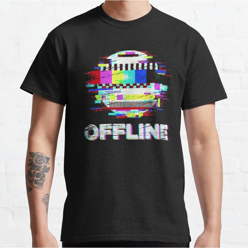 I am Offline. Geeks Funny offline t rex 90s cartoon pixel video game dinosaur T-shirt for men large size Adult Tops S-6xl