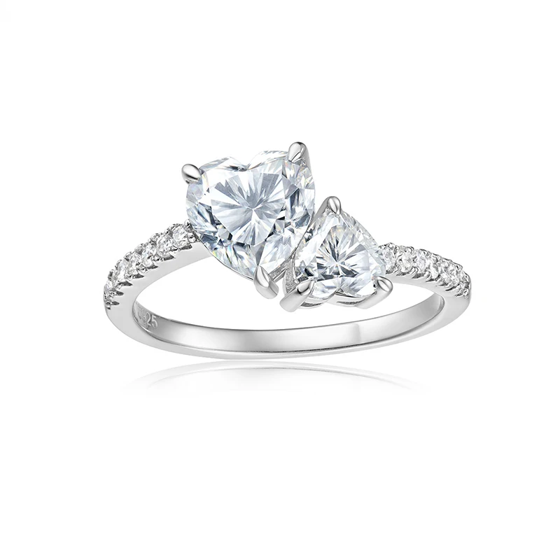 Smyoue Heart Cut Full Moissanite Wedding Rings for Women Pass Diamond Test 2 Gems Promise Bridal Jewelry S925 Sterling Silver