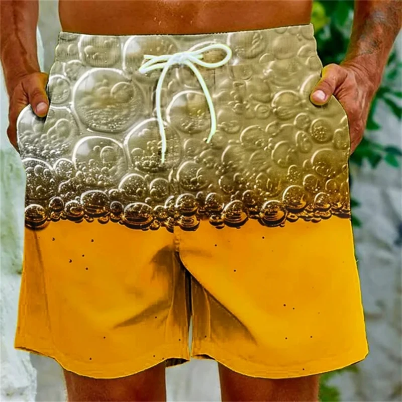 ثلاثية الأبعاد مطبوعة البيرة شورتات للبحر الرجال السباحة جذوع الصيف الرجال سراويل قصيرة الرجال السراويل النساء ملابس السباحة Quivk تجفيف جذوع دروبشيبينغ