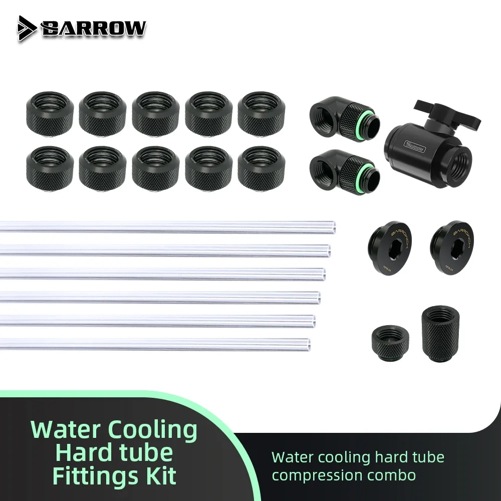 Barrow Hard Tube Connector Kit for OD12/14/16mm Compressions 90 Degreed Rotary Connectors for PC Gaming Liquid Cooling Building