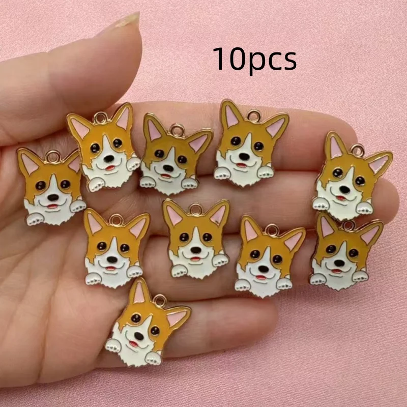 10 قطع من قلادة الكلب اللطيفة على شكل قطرة زيت من سبيكة الزيت، إكسسوارات سلسلة مفاتيح على شكل قلادة وصنع المجوهرات بنفسك