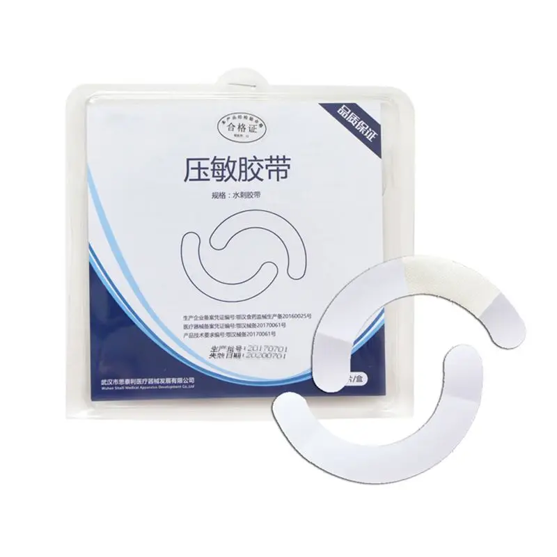 20PCS/Set Elastic Barrier Strips, Ostomy Supplies, Half Ring with Skin Glue, Hydrocolloid Skin Extender Strips for Colostomy Bag