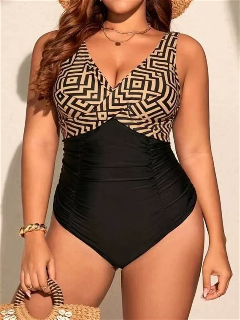 2025 Women's Swimwear Plus Size One Piece Swimsuit Printed Tummy Control  Bathing Suits Backless Sexy Monokini