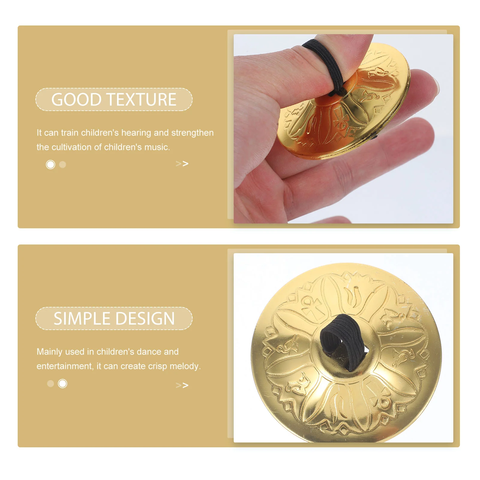 2 Pairs Belly Dancing Finger Cymbal Practical Musical Instrument for Kids Small Copper Cymbals Prom Percussion Instruments