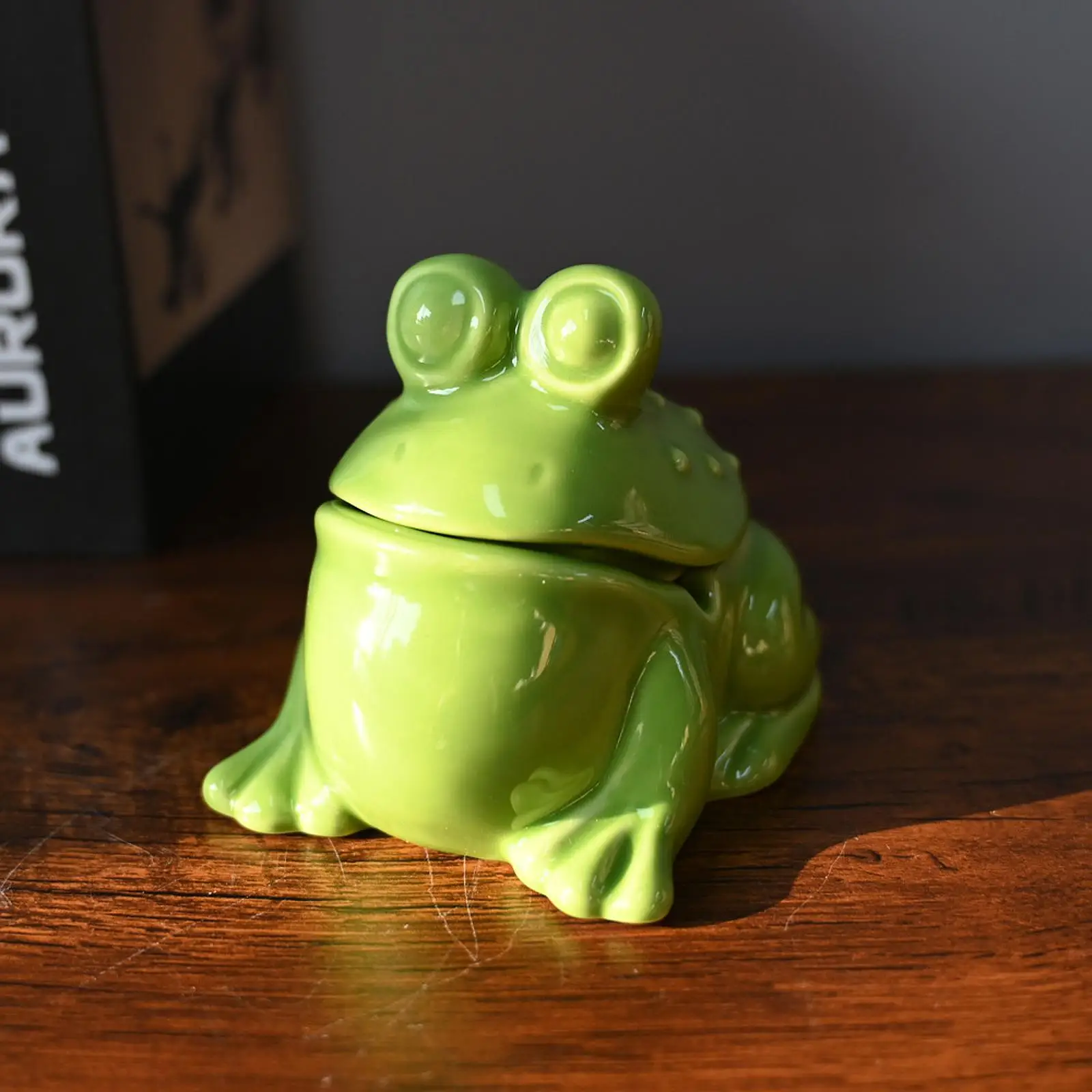 

Frog Statue Cute Cartoon Ceramic Frog Figurine for Cabinet Bookshelf Home