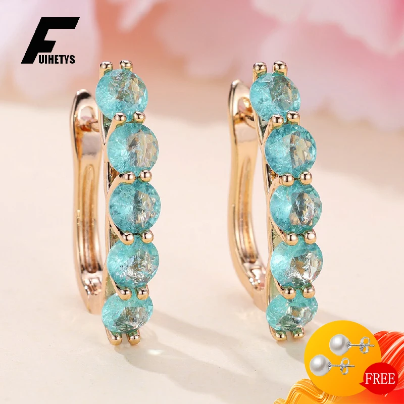 

FUIHETYS Trendy Earrings with Zircon 925 Silver Jewelry Accessories for Women Wedding Engagement Promise Party Gift Wholesale