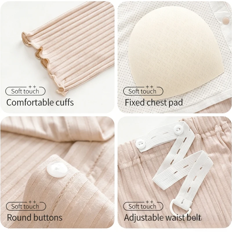 Modal Maternity Nursing Robe Set 3 Piece Postpartum Breastfeeding Pajamas with Chest Pads Hospital Labor Delivery Pregnancy Pjs view 5