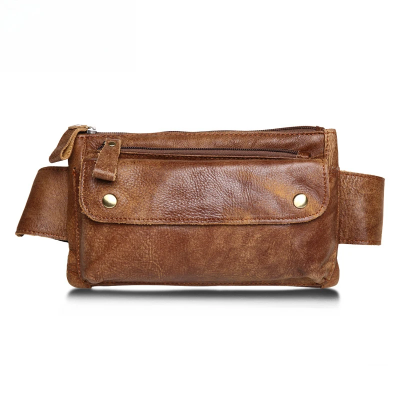 Leisure fashion men's waist bag for outdoor activities, multi-functional cross-body bag, retro leather men's bag, waist bag