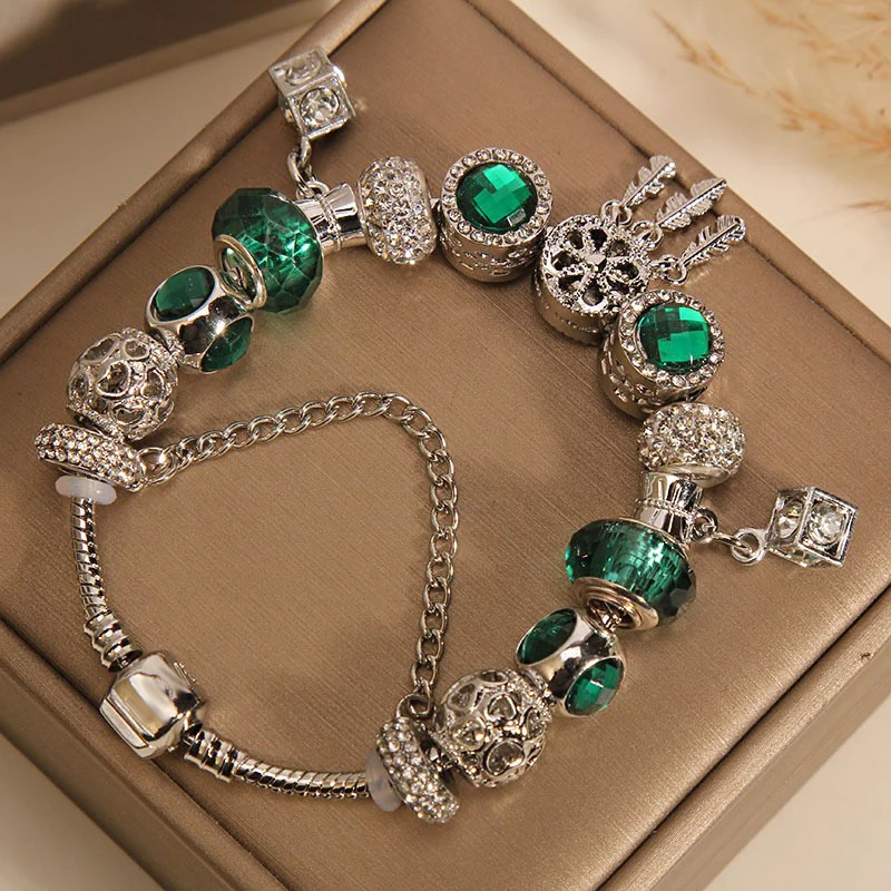 Pan Family Style Bracelet Female Diy Fine Vintage Green Dream Catching Net Pendant Bracelet Net Red Forest Snake Bone Bracelet