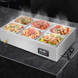 Four-Compartment Warm Lunch Box for Catering Services, Stainless Steel Electric Heated Soup Pot for Commercial Use