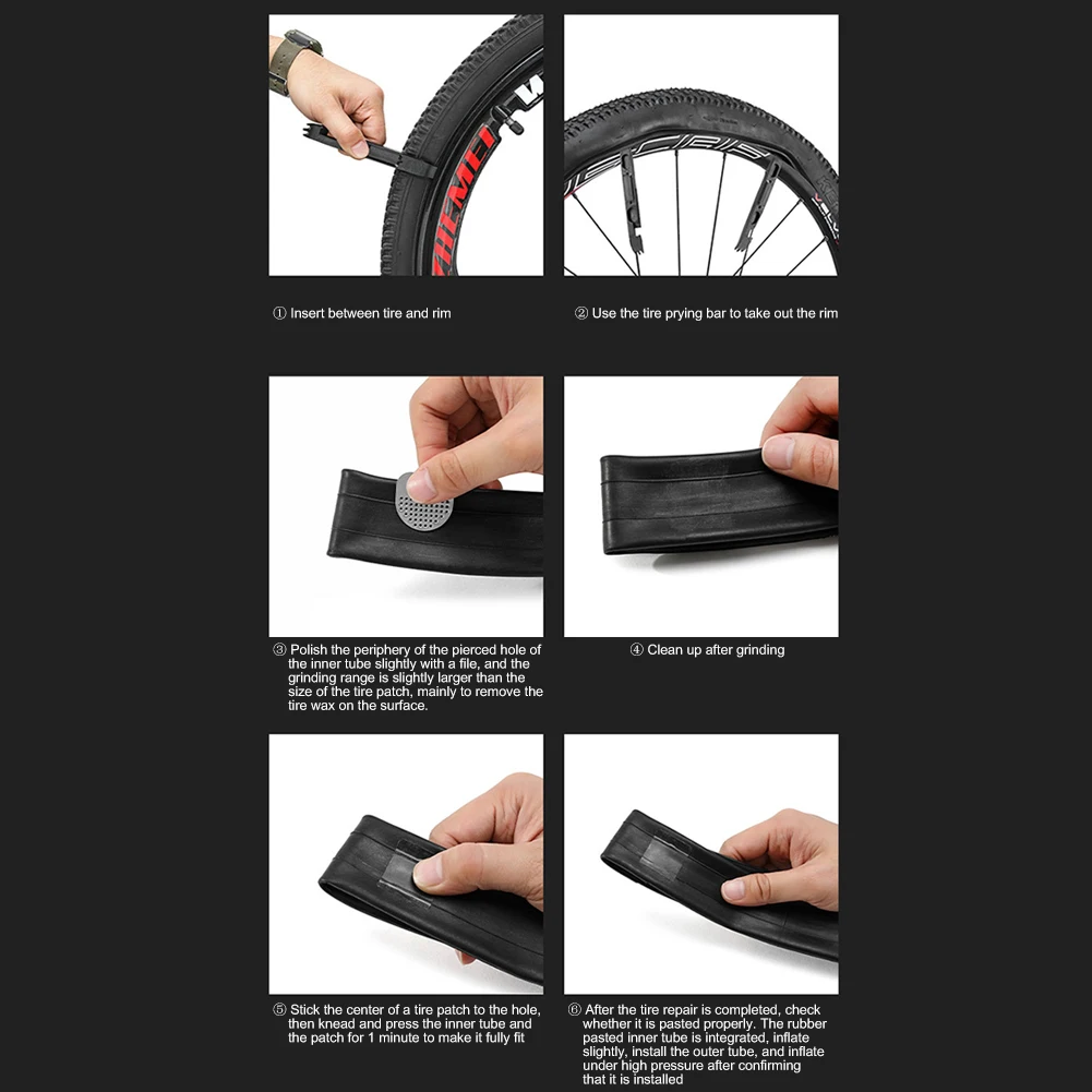 8 шт., патчи для ремонта шин велосипеда, с полировальной подушкой