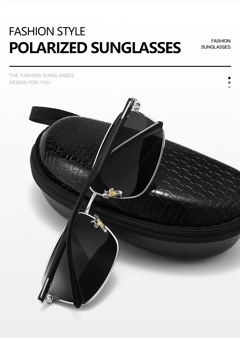 Business Metall Quadratischer Rahmen Polarisierte Sonnenbrille Luxus Übergroße UV-Schutz Sonnenschutzbrille 5027 – Detail 3