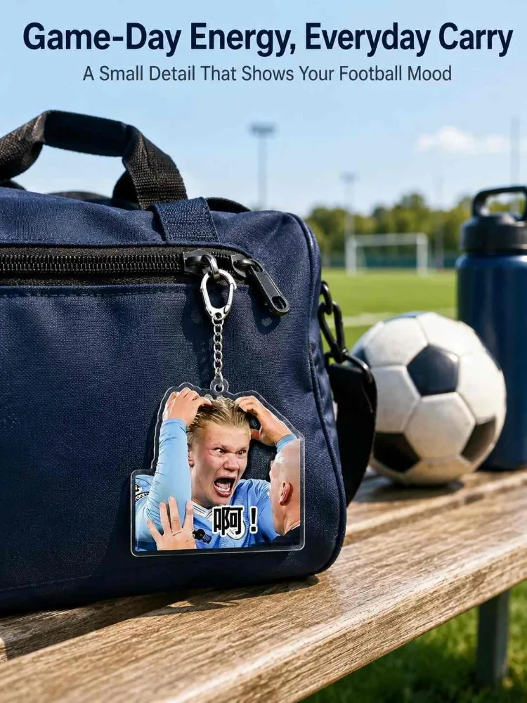 Funny Soccer Meme Keychain Double Sided Clear Acrylic Bag Charm Scratch Resistant Pendant White Elephant Gift For Football Boys