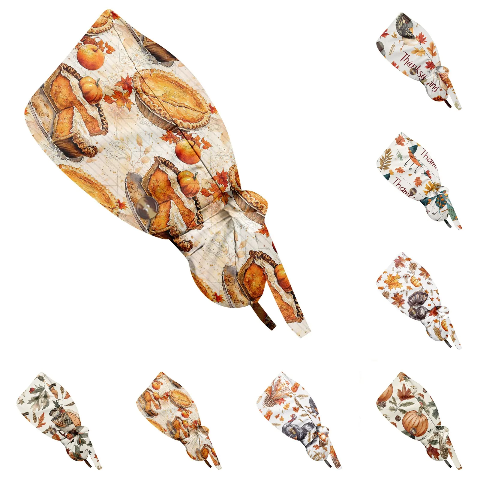 

Унисекс, матовые шапки с принтом на День Благодарения, регулируемые хлопковые повседневные мягкие и удобные рабочие шапки Baotou для хирургических врачей, ухода за скрабами