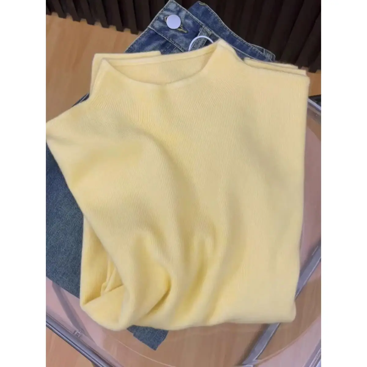 

Ретро чистый цвет f High Ne вязаный базовый свитер irt женский осенне-весенний новый длинный топ с внутренней стороны све