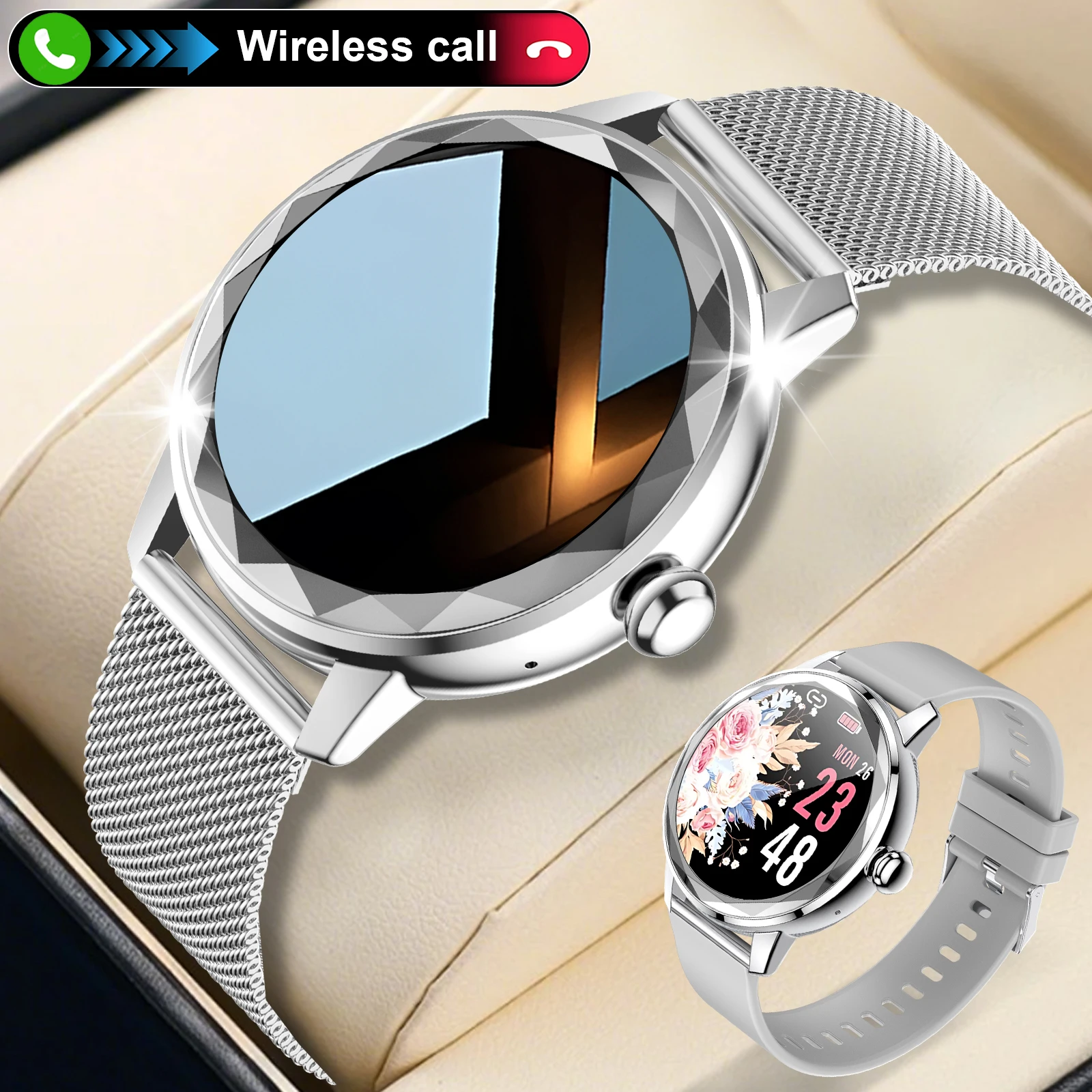 

2025 New Smart Watch Women's Wireless Call Smart Watch Heart Rate Sleep Monitoring Pedometer Fitness Bracelet DIY Dial Wallpaper