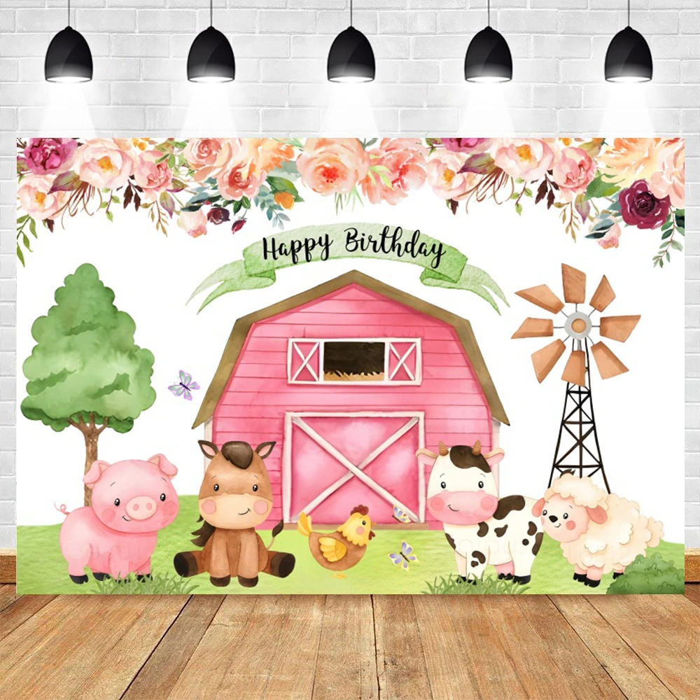 Cartoon Farm Cow Animals Backdrop Newborn Baby Birthday Party Background For Photography Decor Photobooth Banner Photo Studio