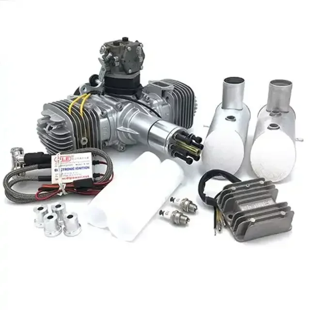 2023 Motor a gasolina, quatro cilindros, 2 tempos, exaustão lateral, resfriamento natural a ar, 12HP, 7500rpm, DLE 120CC, DLE120 T4