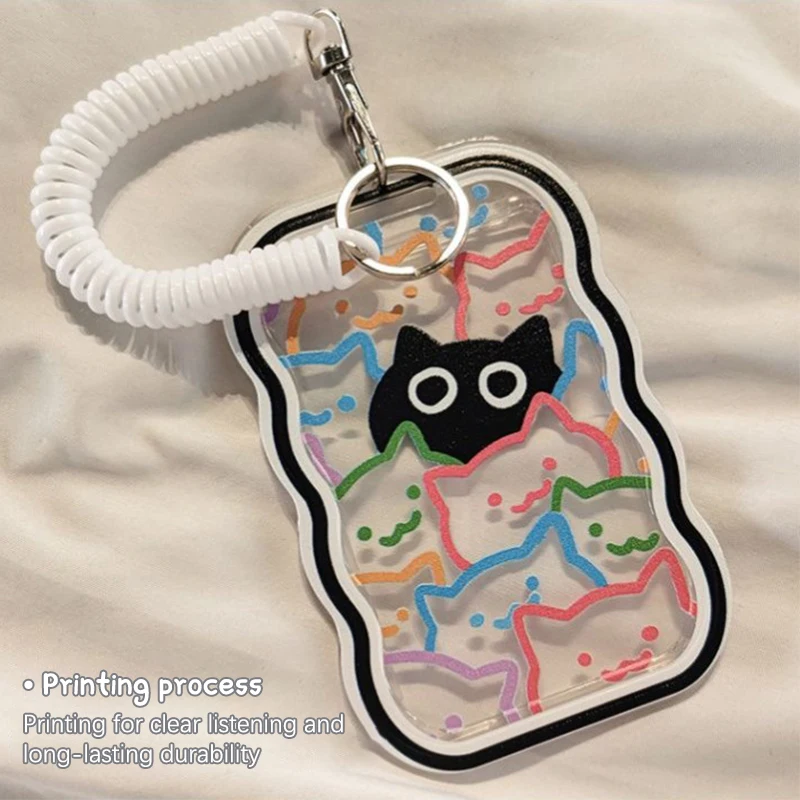 Line CAT 3นิ้วกระเป๋าเก็บบัตรรูปภาพพวงกุญแจกระเป๋าเก็บบัตรโปร่งใสซองใส่บัตรนักเรียนเคสป้องกันภาพถ่าย